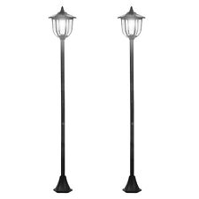 Outsunny Set 2 Lampioni Solari da Esterno con 6 Luci IP44, Ø26.5 x 177cm, Nero