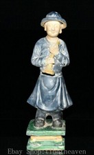 Rara scultura corno servizio civile palazzo porcellana cinese Wucai 11" rara