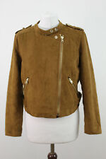 Giacca donna ALCOTT ecopelle scamosciata biker marrone taglia L anni 90 ritagliata