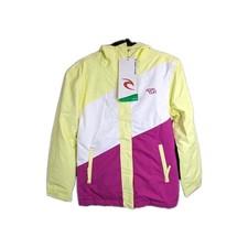 Giacca sci Rip Curl bambina 14 anni rosa giallo snowboard impermeabile cappuccio nuova 