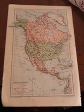 mappa dell'america settentrionale stampa-cm30x20-1929-originale