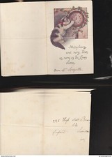 8051) AUGURALE BIGLIETTO DI AUGURI IN INGLESE GATTO CHE SPOSTA LANCETTE OROLOGIO