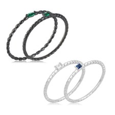 Doppio Anello MORELLATO 1930 Argento 925% Nero Silver Pietra Blu Misure 12 14 16