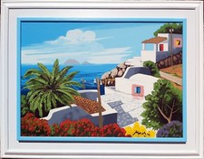 " Paesaggio Eoliano " serigrafia su tela cm.55x76 R.Meschis, no Faccincani