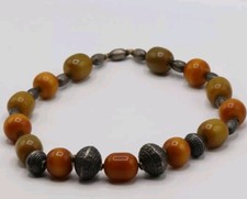 Importante Collana ARGENTO E BACHELITE BERBERA Vintage Anni 50/60 Nord Africa  