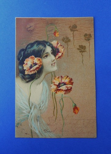 Cartolina postcard art nouveau - cartolina,
