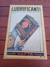 Lubrificanti Shell Pubblicitario Vintage Targa Insegna Metallo 28 cm