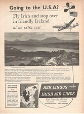 AER LINGUS IRISH AIR LINES  IRELAND 1960 Pubblicità 1 pagina originale 