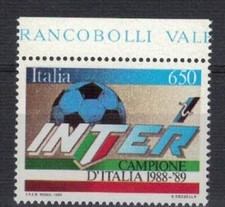 INTER SCUDETTO CAMPIONATO 1988 - 1989  FRANCOBOLLO BORDO  NUOVO  ANNO 1989 