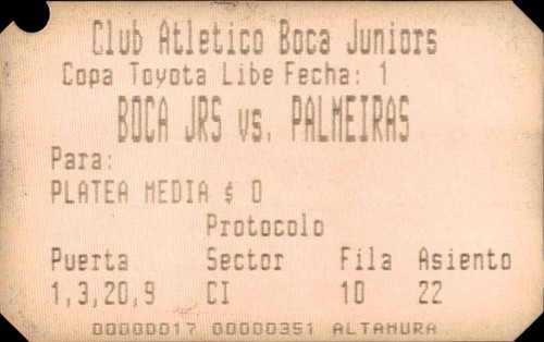 Biglietto stadio boca jrs - stadio,