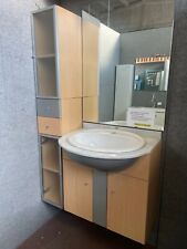 MOBILE BAGNO SOSPESO CON LAVABO INCASSO , TOP IN MARMO SPECCIO E COLONNA SOSPESA