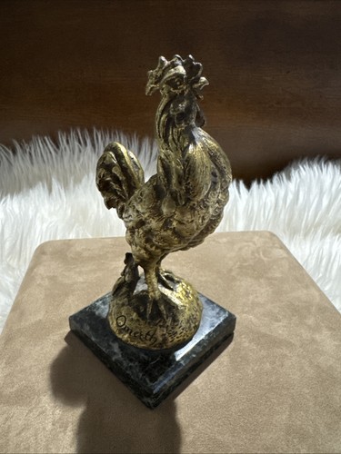 Statua gallo bronzo dorato - statua,