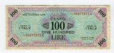 Banconota 100 Lire Allied Military AM Lire F.L.C.  Asterisco 1943