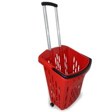 GERSO Carrello della spesa 40 litri  cestino della spesa con ruote rosso