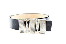 Cintura da ragazza nero ecopelle fibbia con cuori e strass cinta K.20058