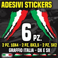 Adesivi/Sticker GRAFFIO ITALIA BANDIERA MOTO AUTO 10cm 8cm 5cm 6 PZ. OFFERTA KIT