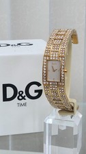 Orologio di lusso D&G Dolce & Gabbna da donna placcato oro pietre Swarovski prezzo consigliato £ 350 (A5