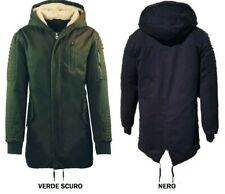 PARKA UOMO INVERNALE NERO E VERDE MILITARE GIUBBOTTO CALDO GIACCONE IMBOTTITO