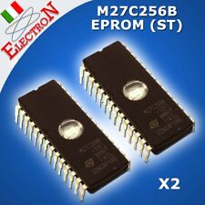 2x M27C256B-10F1 EPROM 100ns DIP28  32KBx8 - Marca ST - CANCELLABILE U.V. 