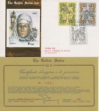 Vaticano 1982 FDC The Golden Series Beata Agnese di Praga (Sfoglia Oro 23k)