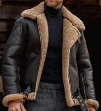 Giubbotto Bomber Uomo Pelle di Pecora Shearling B3 Cappotto Vera Pelle Aviatore