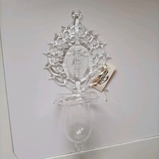 ACQUASANTIERA IN VETRO SOFFIATO AMANZIO BORMIOLI ALTARE SV CON CRISTO IN RILIEVO