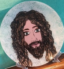 Piatto in vetro, decoro a mano