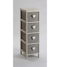 CASSETTIERA 4 CASSETTI IN LEGNO DI PAULOWNIA BIANCA E GRIGIA ARMONIA 26X32X81 CM