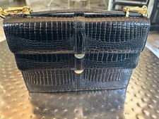 Borsa a tracolla Enny vintage in coccodrillo nero dall'ITALIA