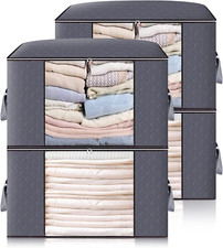 4 Scatole per Armadio da 90L, Contenitori Salvaspazio per Vestiti e Coperte
