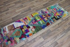 Runner berbero marocchino fatto a mano 303 x 60 cm 100% lana naturale colorat...