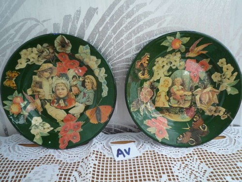 Vintage plates decoupage john - vintage,