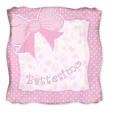 8 PIATTI BATTESIMO QUADRI ROSA 24 cm carta festa party eventi bimbi animazione