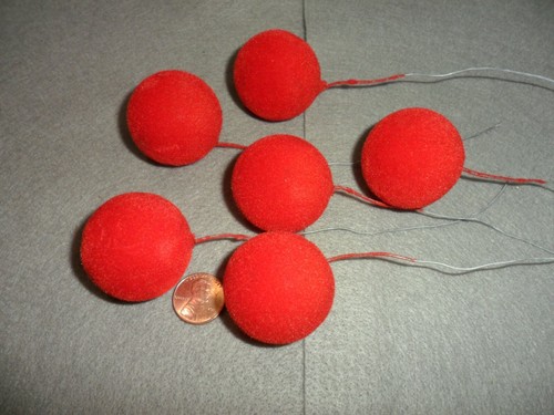 Palline floccate rosse - , vintage