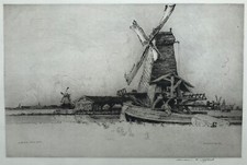 Andrew Fairbairn Affleck (1869-1935) Mulino Zaandam Zaw - Acquaforte originale firmata