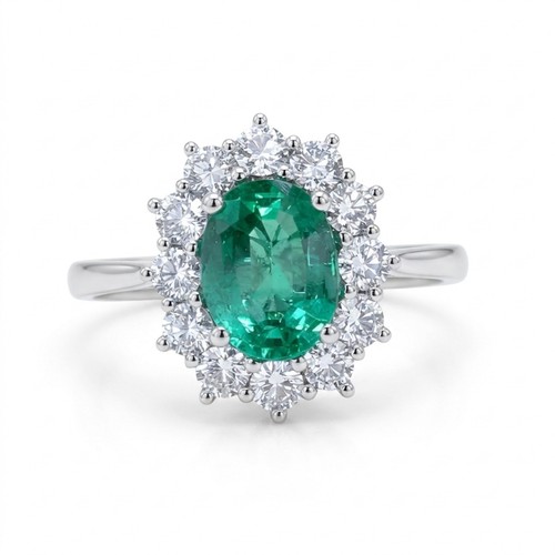 Anello fiore con smeraldo - fiore,