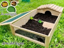 TERRARIO PER TARTARUGHE 95x45x28 CON CASETTA E FRONTALE A VISTA LEGNO X ESTERNO 