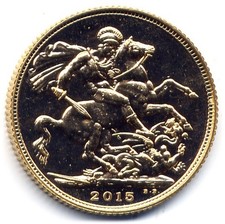Great Britain - UK : Elizabeth II : Gold Sovereign 2015 : Sterlina oro UNC PL