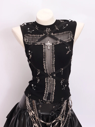 Y2k crop top vestiti gotici - vestiti,