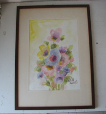 QUADRO FIORI  ACQUERELLO DI ACHILLE INCERTI - REGGIO EMILIA