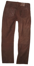 CHEVIREX Uomo- Jeans IN Pelle/Nabuk Pantaloni IN Pelle IN Braun Circa W35-36/L35