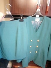 Tailleur donna azzurro ceruleo marca intrigo taglia m con bottoni gioiello