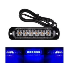 FARO 6 LED STROBO BLU 12-24V SOCCORSO AMBULANZA VIGILI POLIZIA AUTOMEDICA