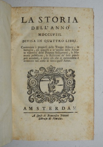 Storia dell anno 1758 - dell’anno,