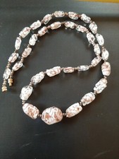 Bella Collana Perline Veneziane Sommerso Bianco Rosa Ambra Murano Vintage 1970
