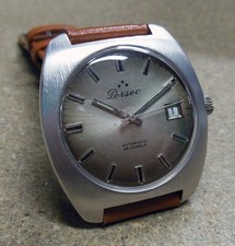 Orologio PERSEO WATCH-cs/met.rodiato/acciaio/automatico/data-anni '70- 37mm