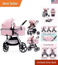 2-in-1 Pink Baby Stroller with