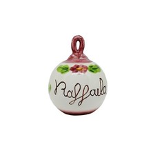 Palla Pallina Albero di Natale Ceramica Vietri Rosa con Fiori Personalizzabile