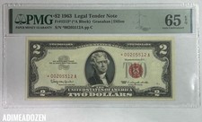 Fr. Banconota 1513* 1963 $2 asta legale stella ⭐️ (PMG 65 EPQ) JN7395DS
