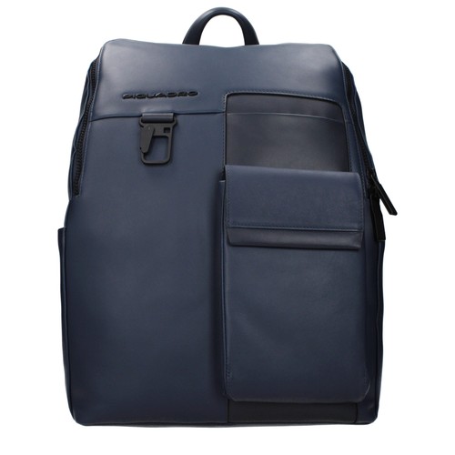 Piquadro blue leather backpack - blue,